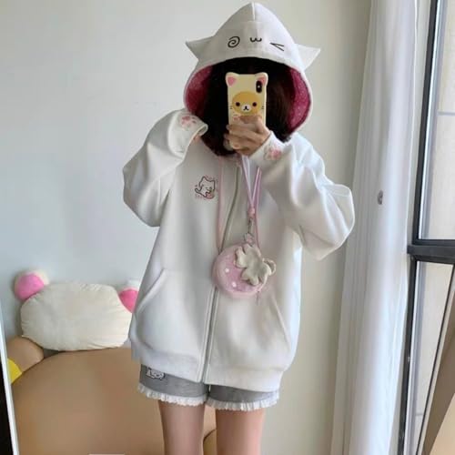 Image of Pokn Y2K Zip Up Hoodie Jojifuku Cutecore Kawaii Hoodie Clothes Women Long Sleeves Tops Graphic Cutecore Shoujo Clothes