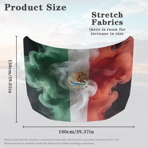 Image of Car Hood Cover Mexican Flag Print Hood Covers for SUV Trucks,Stretch Elastic Car Front Hood Protective Cover,Washable & Removable,Universal Auto Accessories Exterior
