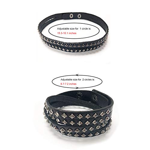 Jovivi Men Women Punk Multi Layers Rivets Strap Cuff Wrap Black Genuine Biker Leather Bracelet Wristband #TOP4
