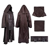 GINLANIME Jedi Skywalker Costume Jedi Robe Tunic Pants for Adult Male Halloween Cosplay Outfit, Brown XXL