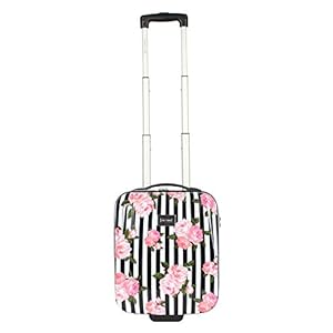 Betsey Johnson Designer Underseat Luggage Collection – 15 Inch Hardside Carry On Suitcase for Women- Lightweight Under Seat Bag with 2-Rolling Spinner Wheels
