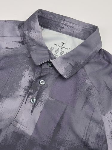 Image of TECHNOSPORT Mens Slim Fit All Over Print Half Sleeve Polo T-Shirt with UPF50+, Quick Dry for Regular Use