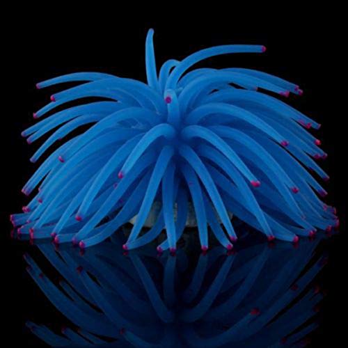 Image of Artificial Soft Anemone Coral Plant Fish Tank Decor, Blue | Aquarium Silicone Aquarium Ornament Decoration
