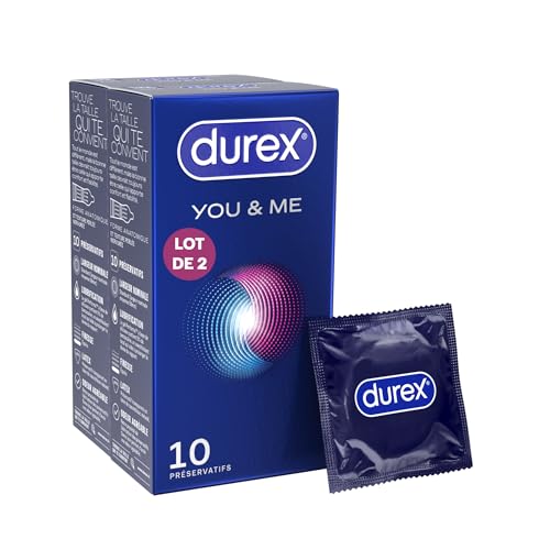 Durex YOU & ME - 20 Préservatifs - Retardant et Stimulant - Lot de 2 x 10 pièces