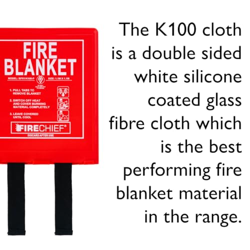 Firechief BPR1/K100-P Fire Blanket, Rigid Case, 1.1 m x 1.1 m, Red