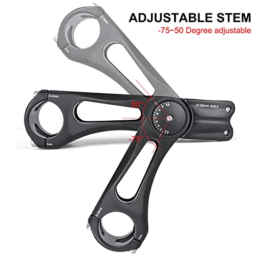 Gewage Bike Bicycle Stem - -65 ~ +45 Degree Adjustable Bike Stem- 90/110/145Mm Bike Stem Riser For 31.8(1-1/4") Handlebars- Aluminum Alloy Mountain Bike Handlebar Riser Extender For Mountain Road City Bike thumb #2