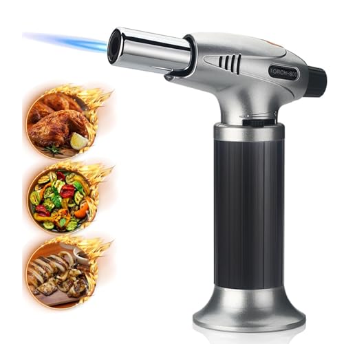 Soplete De Cocina Antorcha de Cocina Profesional Antorcha Butano Encendedor Mini Culinario Soplete con Cerradura de Seguridad Para Cocina,Camping, Barbacoa (Sin Butano)