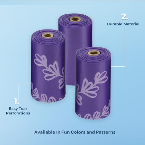 Image of Best Pet Supplies Dog Poop Bags for Waste Refuse Cleanup, Doggy Roll Replacements for Outdoor Puppy Walking and Travel, Leak Proof and Tear Resistant, Thick Plastic - Purple Lavender Scented, 240 Bags