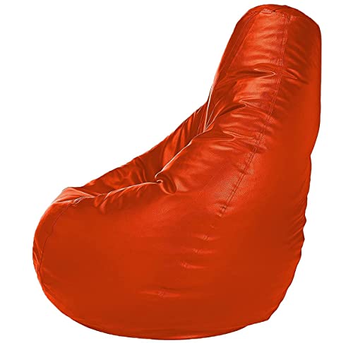 Image of Casa Copenhagen Premium Leather Bean Bag Chair, Filled with Beans | Capacity: Upto 7 Ft Height, 200 KG Weight | 5XL | Robotic Orange