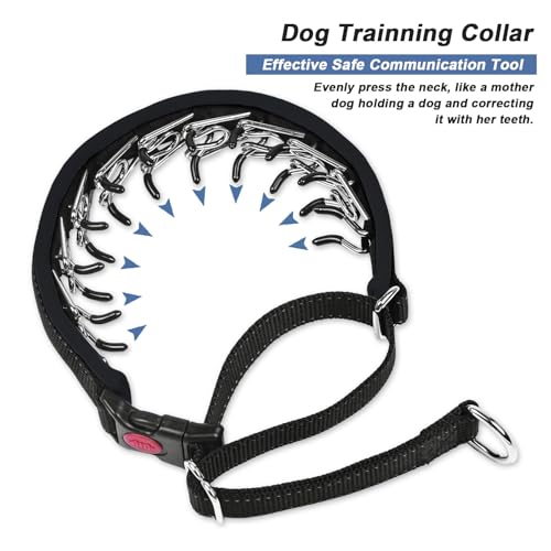 Image of Martingale No Pull Dog Collar - Heavy Duty Nylon with Buckle, Adjustable Anti Pull Reflective Slip Collar for Large Medium Small Dog Training Walking L Black