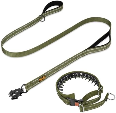 No Pull Dog Collar (Army Green-M/L) and Tactical Dog Training Leash(Army Green-6ft) Bundle for Medium Large Dogs for Walking Training Hunting image 4