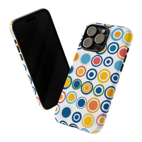Coque iPhone 15 Pro Max motif circulaire coloré bleu rigide antichoc