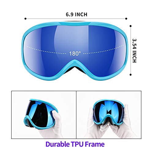 Image of Supertrip Snow Ski Goggles Anti-Fog 100% UV Protection Snowboard Goggles Double Lens Over The Glasses Skiing for Men Women Youth(Blue)