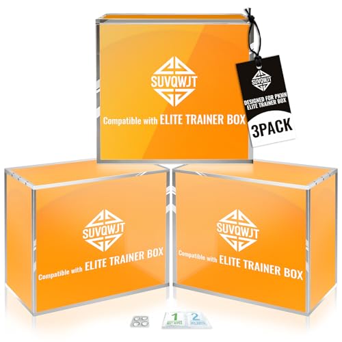SUVQWJT 3 Pack Elite Trainer Box Acrylic Case - Extra Thick ETB Protector Case Compatible with PKMN Magnetic Lid UV Resistant Stackable Display Storage Box for PKMN ETB Collection