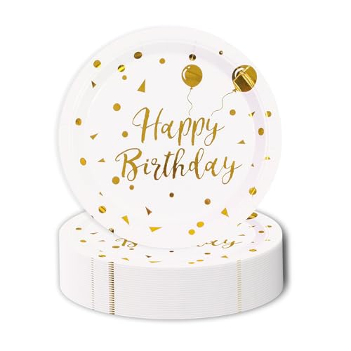 HFBOBP Lot de 50 Vaisselle Jetable Anniversaire,Blanc Vaisselle Carton pour Anniversaire, Barbecue, Camping, Mariages, Fête
