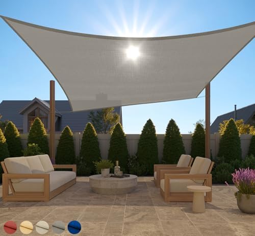GORILLA GRIP Heavy Duty Sun Shade, UV Protection Fade Tear and Rust Resistant Rectangle Sunshade Canopy, Curved Edges Blocks Sunlight, Breathable Sail, Outdoor Patio, Lawn Garden 10x13 FT Gray
