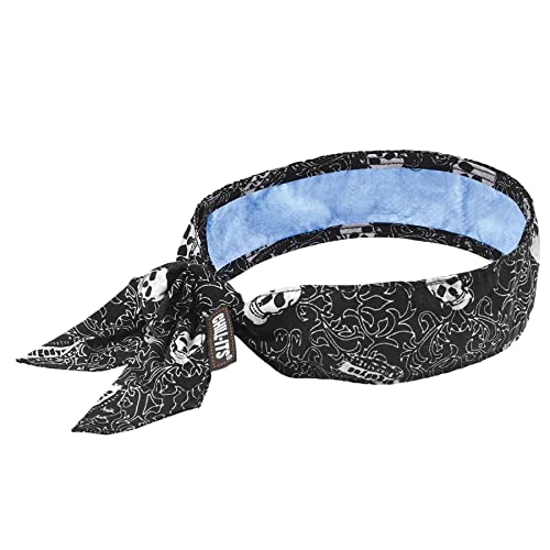 Image of Ergodyne Chill Its 6700CT Cooling Bandana, Lined with Evaporative PVA Material for Fast Cooling Relief, Tie for Adjustable Fit, Skulls