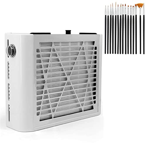 AONOLOVO Nail Dust Collector Machine, Upgraded Powerful Nail Vacuum Suction Fan Dust Extractor Manicure Tool for Acrylic Nail Poly Nail Extension Gel Removal, with Nail Art Brushes