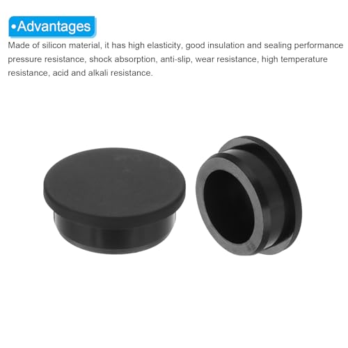 Image of MECCANIXITY 4pcs T-Shaped Silicone Plugs 39.3mm 1-1 /2 Inch Dia Snap in Plug Hole Seal Cover Round Rubber Stopper for Kitchen Rubber Bulkheads Waterproof Sealing Plugs Black
