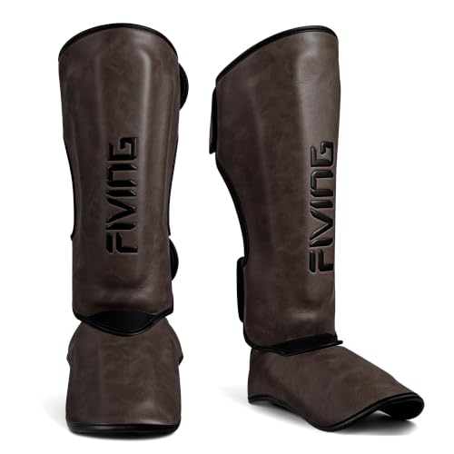 FIVING Retro Style Muay Thai Shin Guards,for Men Women Adult