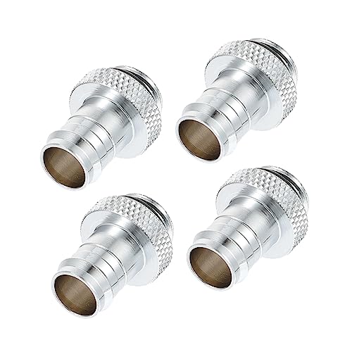 Balacoo 4pcs Tube Connector G1/4 to 3/8 Inch Adapter Metal Hand-twisted Pagoda Fine Thread Hose Bib Adapter for Water Cooling System