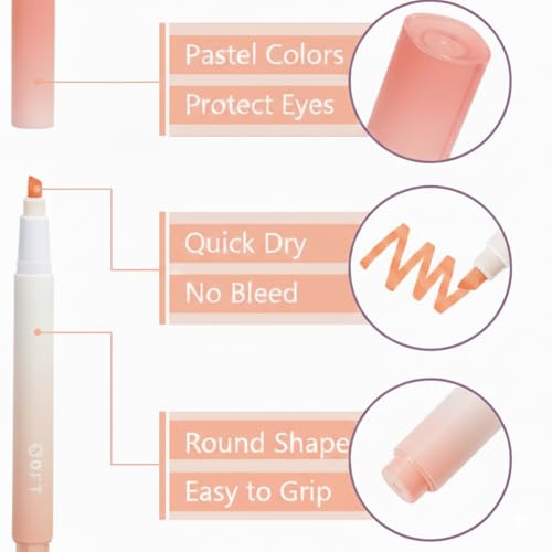 Image of RECLUSE Soft Pastel Highlighters Set of 4, Aesthetic Mild Color Highlighter Pens,Chisel Tip Smooth Ink Markers,No Bleed Bible Study Highlighters for School,Office,Journaling,Notes,Study & Planner Use