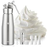 CURTA Professional Whipped Cream Dispenser, Premium Aluminium Cream Whipper, Cream Maker with 3 Decorating Tips, 500ml / 1 Pint Canister, N2O Chargers (Not Included) …