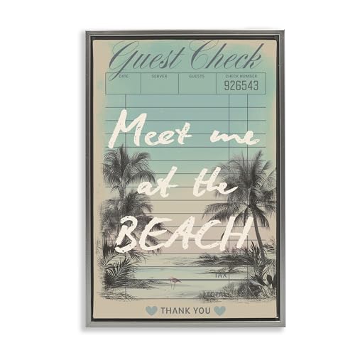Stupell Industries 'Meet Me At Beach Check'�A�t���[�e�B���O�t���[���L�����o�X�A�[�g�A�O���[�A21 x 31�C���`�A�|���₷�����A�č����AAnnabelle Hall��