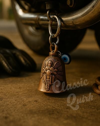 Image of Evil Eye Hooked Guardian Bell Keychain - Protective Lucky Charm Bell with Clip Hook for Bike, Car, Key & Bag | Spiritual Good Luck Talisman Gift