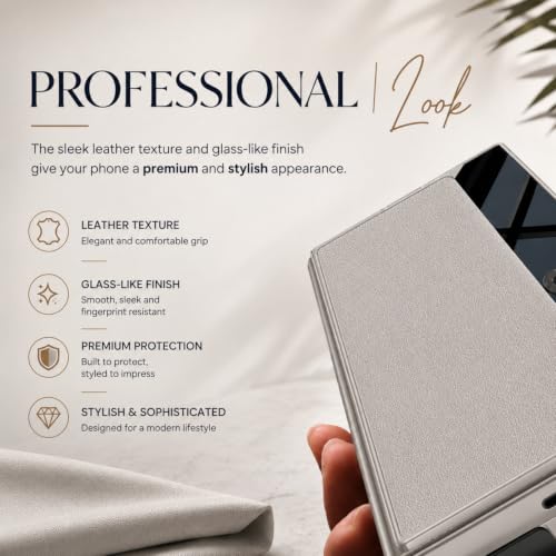 Image of TechTrendz Case for Samsung Galaxy Z Fold 8 Ultra Stand Case with Pen Slot, Flip Electroplated Shockproof Glass Hybrid Leather Flip Cover for Z Fold 8 Ultra Back Cover (Titanium Grey)