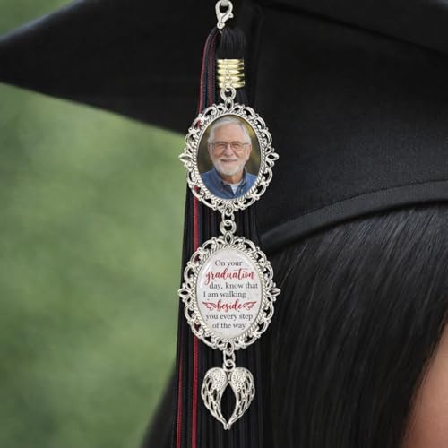 Personalized Angel Wing Graduation Tassel Photo Charm 2026 Custom Memorial Cap Accessory Class of 2026 Keepsake Meaningful Graduation Gift for Him or Her 1