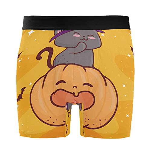 Bóxer para hombre Vnurnrn de Halloween pack de 2 calzoncillos elásticos de calabaza y gato lindo