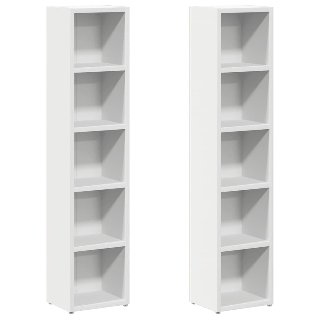 vidaXL 2X Estantería para CDs Armario Estante de Pie Almacenamiento Almacenaje Mueble Libros Práctico Decorativo Casa Hogar Contrachapada Blanco