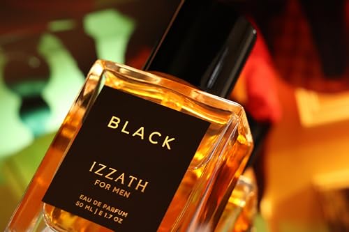 Image of IZZATH Black Eau De Parfum 50ml : Luxury Men's Perfume with Bergamot, Black Currant, Apple, Lemon & Pink Pepper | Elegant Gift for Him