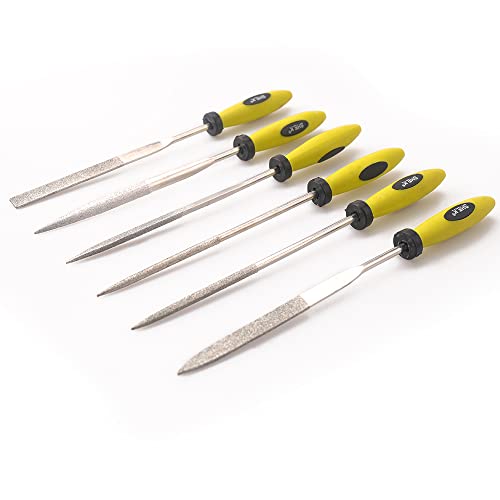 Oudtinx Diamond Needle File Set (6 Piece Set) Includes Flat, Flat Warding, Square, Triangular, Round, And Half-Round File 3X150Mm #TOP1