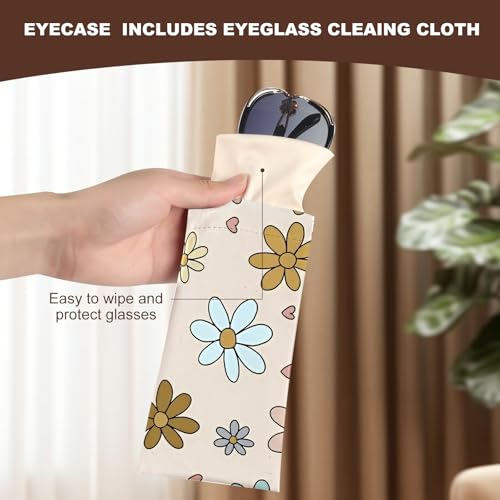 Image of Anikathy 2Pcs Sunglass Eyeglass Glasses Case Soft PU Leather with Cleaning Cloth Portable Glasses Pouch Bag for Men Women