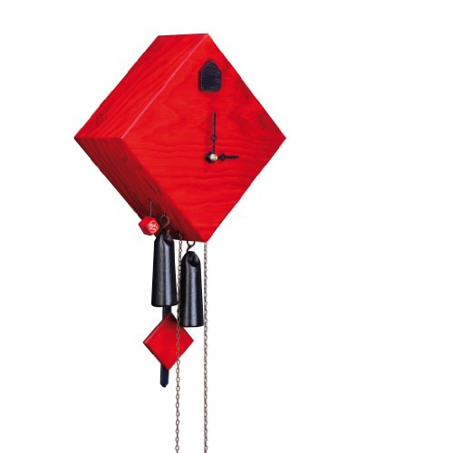 Rombach & Haas Moderne Kuckucksuhr Karree-Raute rot-lasiert 1-Tagwerk 24 cm Cover