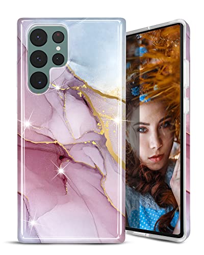Coque Galaxy S23 Ultra marbre violet étui souple idéal pour le bureau et les sorties