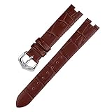 AEGVGLPLLZ Fashion Genuine Leather Watch Band Fit for Cartier White Balloon Wgbl005 Concave-Convex Interface Women's Leather Watch Strap16x5mm(Brown-Steel)