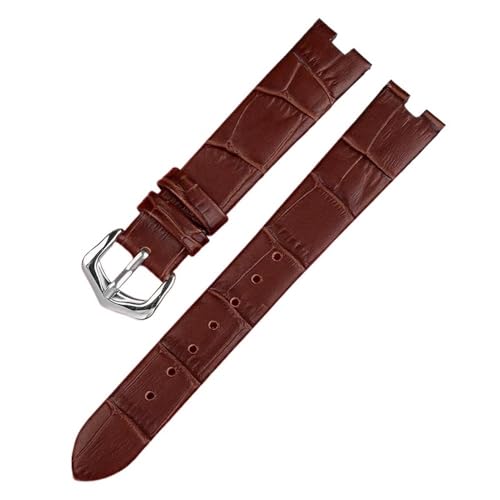 AEGVGLPLLZ Fashion Genuine Leather Watch Band Fit for Cartier White Balloon Wgbl005 Concave-Convex Interface Women's Leather Watch Strap16x5mm(Brown-Steel)
