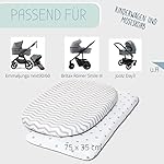 mimaDu Spannbettlaken Kinderwagen Baby Spannbetttuch Stubenwagen Bezug Kinderwagen Matratzenbezug, Bettlaken Kinderwagen - 70x37, 70x32, 75x35 cm- 100% Oeko-TEX Baumwolle (Punkte Zickzack)