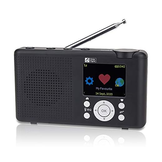 Ocean Digital WR-23D Portable Internet Radio 2.4” Color LCD Rechargeable Battery Wi-Fi Bluetooth UPnP & DLNA Player Alarm Clock Sleep Timer (Black)