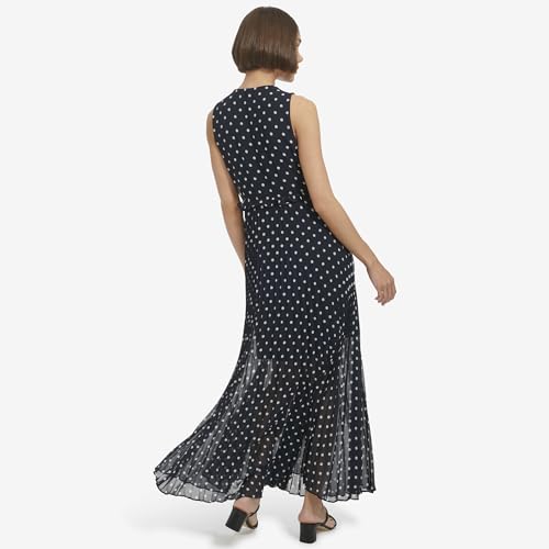 Image of Tommy Hilfiger Women's Sleeveless V-Neck Chiffon Pleated Maxi Dress