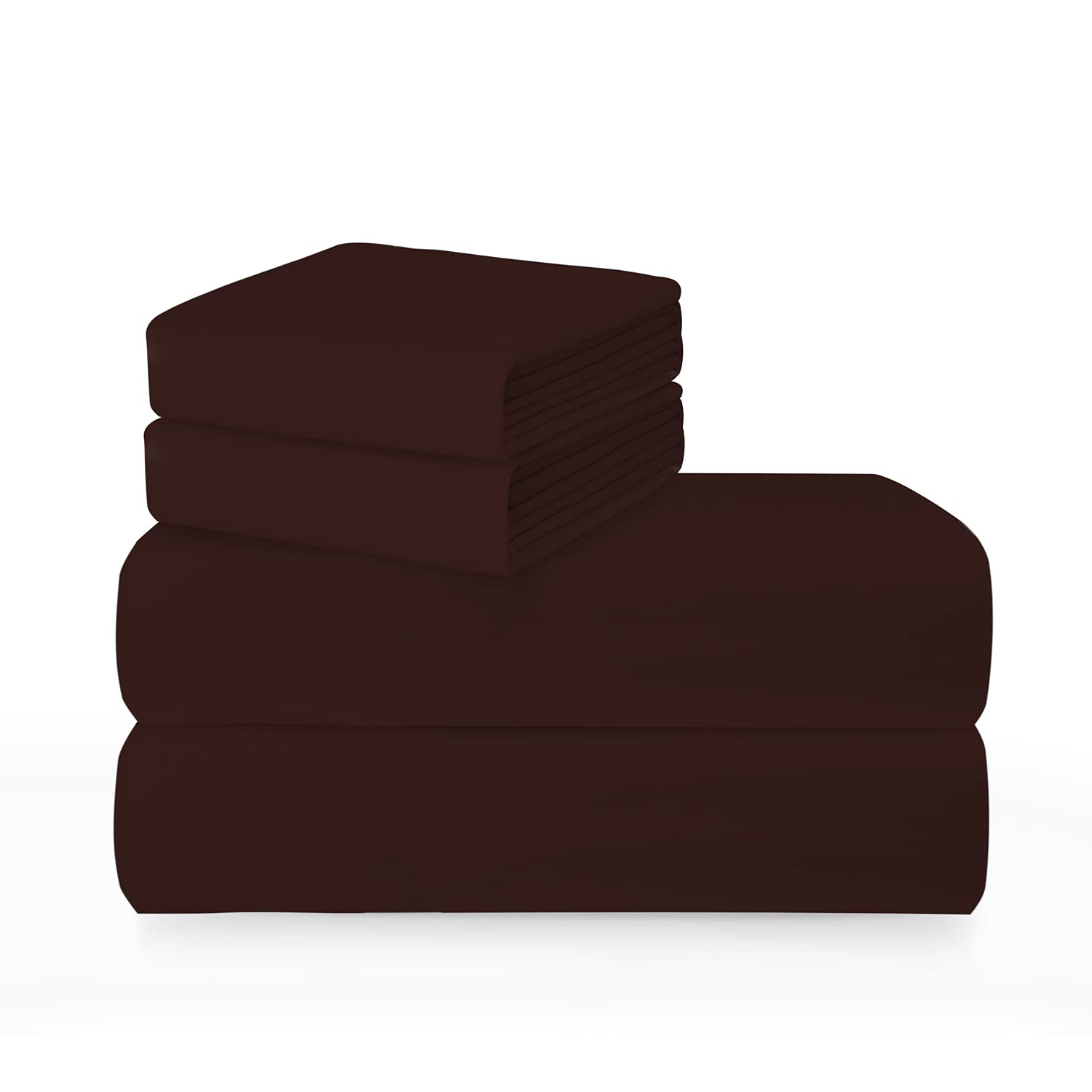 CrystalTowelsCrystal Trading 4-Piece Bed Sheet Set - Solids - Microfiber - (Queen, Coffee)