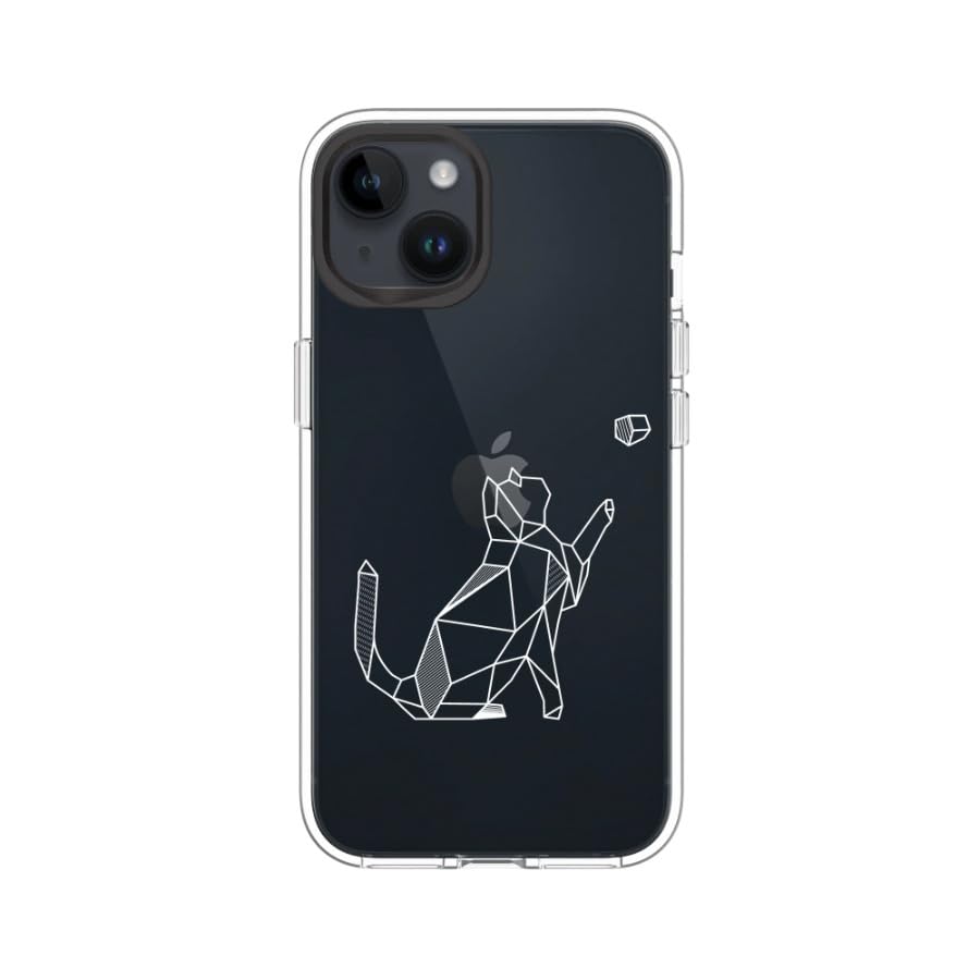 Coque RhinoShield iPhone 14 transparente avec motif chat géométrique pour le quotidien