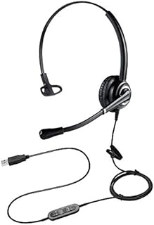 Computer Headset with Microphone for Call Center Office Business Telephone Calls, Mono USB Headset for PC Mac Laptop VOIP Softphone Skype Teams Zoom Video Conference Dragon Nuance Speech Dictation