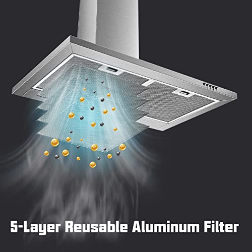 Sndoas US1001G75A Range Hood 30 Inch,Wall Mount Range Hood In Stainless Steel With Ducted/Ductless Convertible,Stove Vent Hood thumb #3