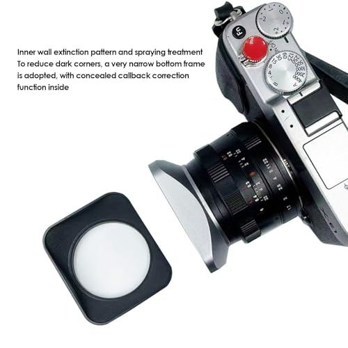 Conjunto de parasol y tapa para lente metálicos cuadrados Zyyini de 37 mm, accesorio para fotografía con cámara, color plateado miniatura 4