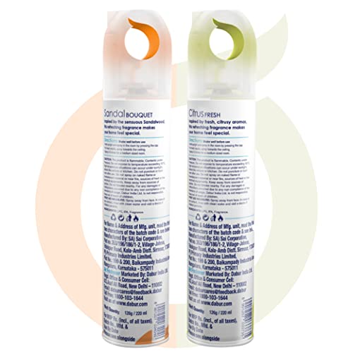 Odonil Room Air Freshener Spray - 440ml Combo (Pack of 2, 220ml each) | Sandal Bouquet & Citrus Fresh | Nature Inspired Fragrance for Home & Office | Long Lasting Fragrance