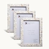 Handicrafts Home 5x7 Picture Frame Set of 3- Mother of Pearl Photo Frame for Gallery Wall, Home Décor, Wall Hanging & Tabletop Display, Family Photo White